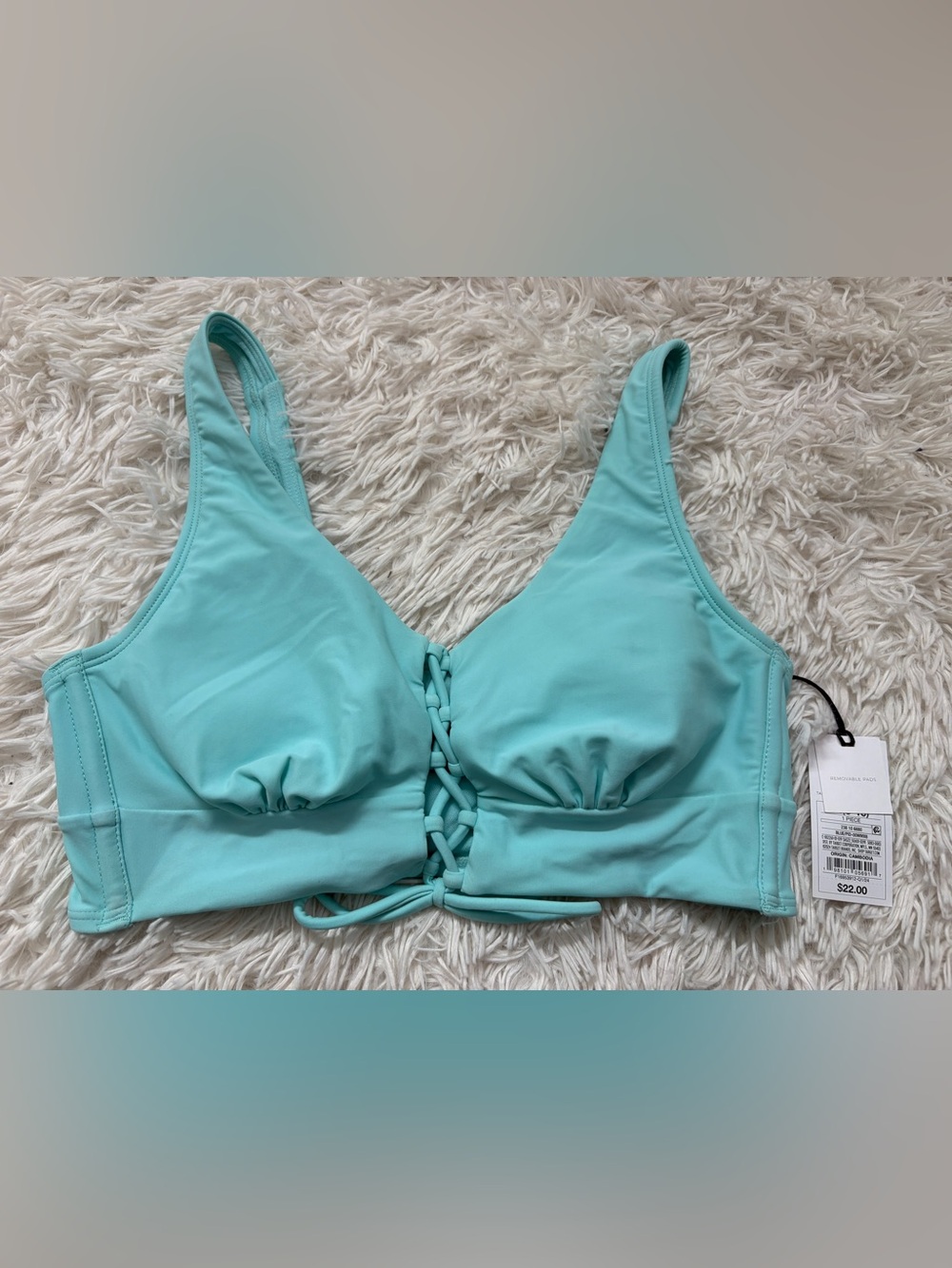 Turquoise Tie-Front Bralette Swim Top